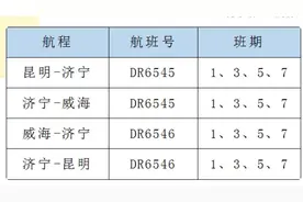 济宁大安机场新增昆明=济宁=威海航班图片