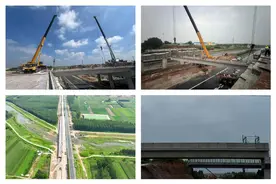 中建八局四公司基础设施公司沈海高速改扩建项目ZT5标段左幅主线箱梁、T梁架设完成图片