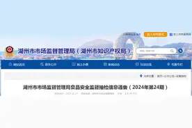 浙江省湖州市市场监督管理局食品安全监督抽检信息通告（2024年第24期）图片