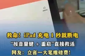 立省一笔维修费！iPad 充电1秒就断电，“音量键 + 重启”直接救活……图片