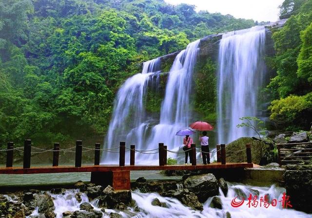 赵立坚，发文推介揭阳黄满寨瀑布！