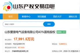 自降底价1999万元，森源控股欲再次转让爱普电气43%股权图片