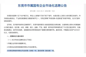 业绩下滑，高管大变动，东莞这家百亿国企正面向全国招聘总裁图片
