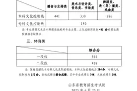 山东省2025年夏季高考各类别分数线图片