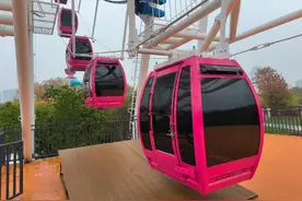 武汉“园博之眼”摩天轮投运，粉红轿厢白轮轴，记者体验：转一圈10分钟，每人30元图片