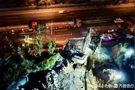 夜现场丨跨青银高速开建新桥梁，枣山路打通工程再迎新进展图片