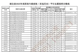 湖北省2025年高职高专提前批（首选历史）平行志愿投档分数线公布图片