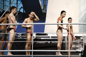 跳水队抵达巴黎即刻训练，全红婵：头发油得可以炒菜了图片