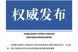 主动投案！江西吉安鑫石阳建筑工程有限公司原总经理吴振华被查图片