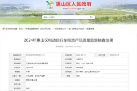 江苏省无锡市惠山区2024年电动自行车电池产品质量监督抽查结果公布图片
