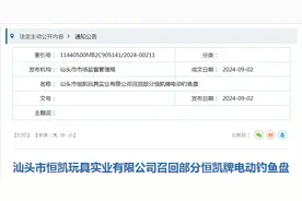 汕头市恒凯玩具实业有限公司召回部分恒凯牌电动钓鱼盘图片