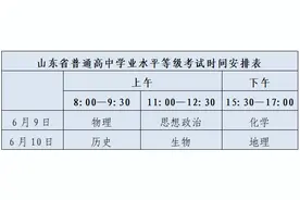 山东夏季高考各科目考试时间确定！图片