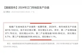 2024年江门GDP数据公布！同比增长3.4%图片