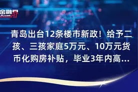 青岛出台12条楼市新政！给予二孩、三孩家庭5万元、10万元货币化购房补贴，毕业3年内高校毕业生享受免租金住宿保障视频封面