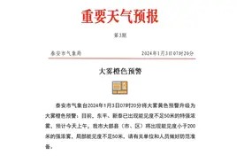 大雾橙色预警！已出现特强浓雾，预计能见度小于200米图片