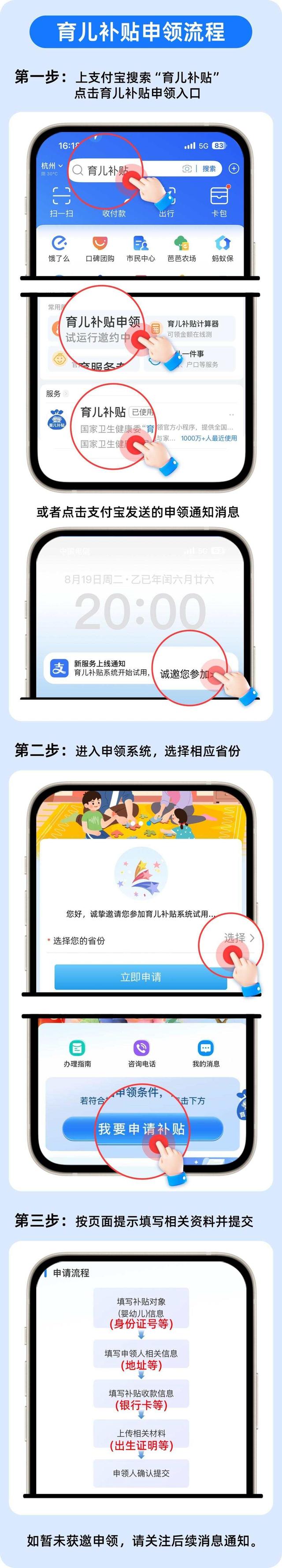 史上第一批宝爸宝妈已完成育儿补贴申领，多地用户上支付宝申领！同时这笔钱，免收个人所得税！