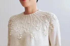 期待季：女士百搭白色圆肩棒针套头衫（有编织图解）图片