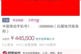 刷新纪录！河南一手机号拍出44.55万元图片