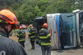 巴西圣保罗州一旅游大巴翻车 事故造成6死34伤图片
