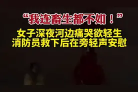 女子深夜河边痛哭欲轻生，消防员救下后在旁轻声安慰图片