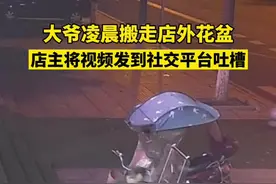 湖南一老人凌晨搬走餐馆门口发财树，监控视频曝光后又自行送还图片