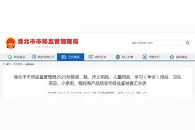 安徽省淮北市市场监管局发布2021年服装、小家电、箱包等产品质量市级监督抽查汇总表图片
