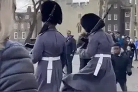 英国皇家卫兵撞倒“挡路”男孩，从头上跨过，引发两极评价图片