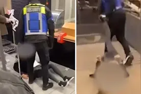 英国一名女顾客被保安一拳打倒 拽着腿拖出餐厅图片