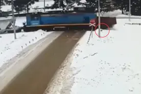 俄罗斯一辆卡车和火车相撞 一只狗狗幸运逃生图片