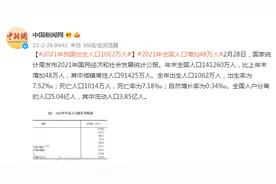 2021年我国出生人口1062万人图片