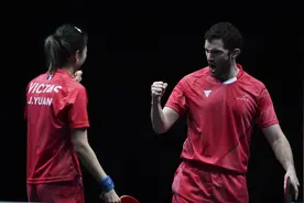 （体育）乒乓球——多哈球星挑战赛：勒贝松/袁佳楠混双夺冠图片