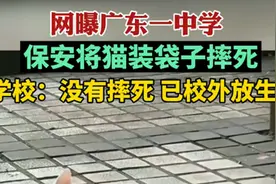 网曝广东一中学保安将猫装袋子摔死，学校回应图片