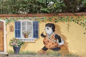 “最甜小巷”！只因女友怕走这条夜路 小伙为她涂鸦30多米墙绘陪伴……图片