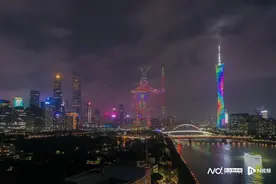 现场：“巨型孙悟空”比肩广州塔，数百无人机欢庆双节图片