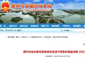 惠州市定点单位瓶装液化石油气零售价格监测表 2022-6-5图片