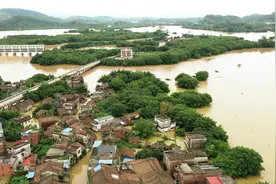 多图直击│洪水围村、水近屋顶，清远村民撑艇仔买菜图片