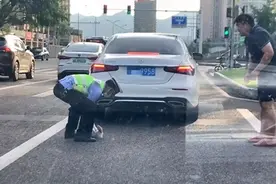 流浪猫钻进奔驰车轮引发拥堵，众人合力救出，救助者：是件小事，但反映了尊重生命图片