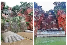 乐山大佛真身全部露出！时隔2年，水位相差10米多图片