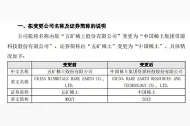 五矿稀土：实控人为中国稀土集团，证券简称拟变更为“中国稀土”图片