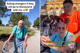 美国100岁老兵半路被陌生人邀请同游迪斯尼：这是最美好的日子之一图片