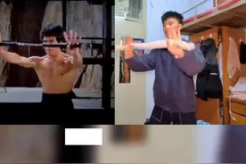 神还原！男生耍毛巾还原李小龙经典场面图片