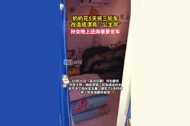 奶奶将三轮车车厢改造成漂亮“公主房”：花了5天，孙女晚上都想坐图片