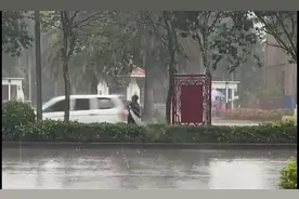 官方回应“工人雨天给绿化带浇水”：突遇雷阵雨，关水泵后管内余水须排掉图片