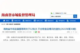 海南省市场监管局抽检餐饮食品52批次 合格51批次图片