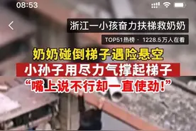刷屏！奶奶双脚腾空命悬一线，4岁小孙子奋力扶梯救奶奶图片