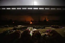 早安·世界｜印度新德里：严寒冬日，大量无家可归者席地而睡图片