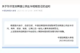 中国驻韩国大使馆：暂停签发韩国公民赴华短期签证图片
