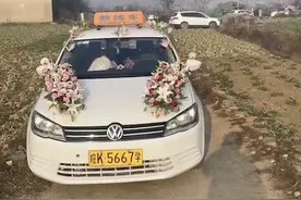 驾校教练与学员结婚，20辆教练车做婚车，新郎：妻子曾用头车练车图片