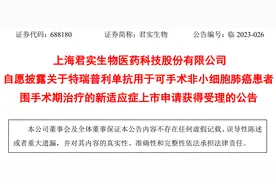 君实生物特瑞普利单抗用于可手术非小细胞肺癌治疗的新适应症上市申请获受理图片