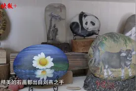痴迷在石头上画画，小卖部老板娘成非遗传承人图片